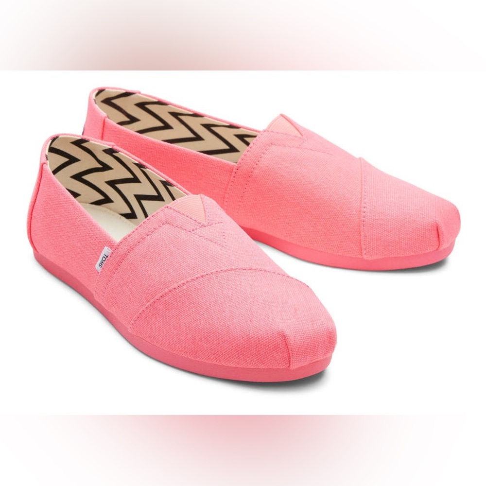NBIB Toms Alpargata Neon Pink Recycled Cotton Canvas 9M